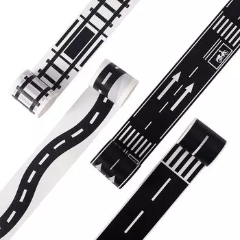 YUBX Masking Set of Washi and Railroad Extra for DIY Kids Gift and Gift Decorations x Tape, 4, Tape, Road, Lane, Designs, Long, Crafts, Toys, Diaries,