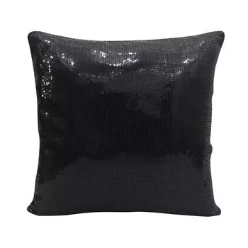 Yuga Black Sequin Metallic Throw Sparkle Pillow Cover Wedding Decor Lounge 12X12 12 X 12 Inches чёрный
