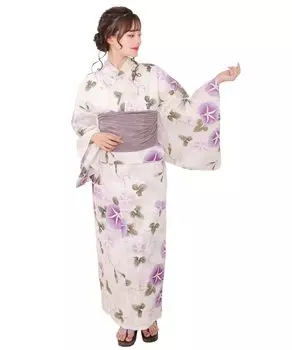 Yukata change set heiko E glory transparent one size fits [KYOETSU] set, weave, unbleached, 2-piece (yukata, obi), women s (13.Morning coat, all)
