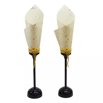 Yukido Washi Candlestick with LED Cordless Doll (Hina Lantern) (Size 35) чёрный