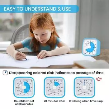 Yunbaoit Upgraded Visual Timer with Protective Case, 60 Minute Silent Countdown Timer for Kids and Adults