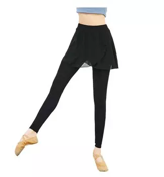 Yuoku Cropped Leggings with Perfect for and Yoga Practice Cropped Leggings with Women s Skirt, Stretch, Dance, Ballet, (XL, Skirt Black)