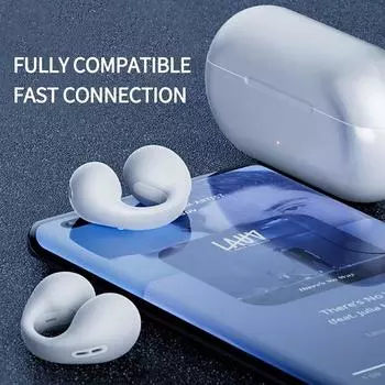 YurKem Беспроводные Bluetooth 5,3 наушники с клипсой и микрофоном спортивные наушники игровая гарнитура для телефона IOS Android белый