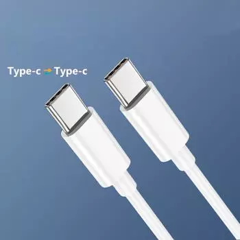 YurKem Кабель Type-c на Type-c Поддержка передачи данных для Samsung S23 S22 S21 Xiaomi Huawei Зарядный кабель для MacBook Pro IPad Pro для iphone 1m белый
