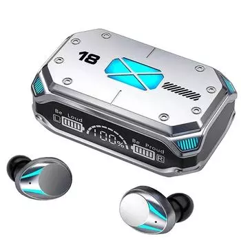 YurKem TWS Беспроводные наушники Bluetooth 5.2 Наушники с сенсорным управлением Шумоподавление Стерео водонепроницаемые TWS-гарнитуры Наушники с микрофоном серебряный