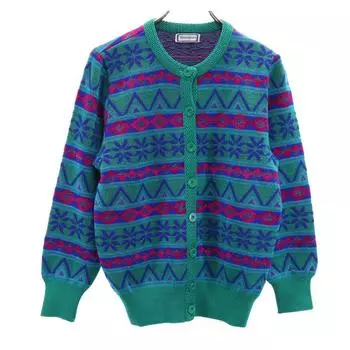 YVES SAINT LAURENT 90s Old Nordic Pattern Long sleeve knit cardigan M Women Used