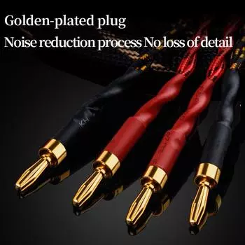 YYAUDIO One Pair HiFi Speaker Cable Высококачественный 6N OFC Core с банановым и 24K Gold Y-штекерным разъемом Аудиокабель для усилителя и динамика 2m