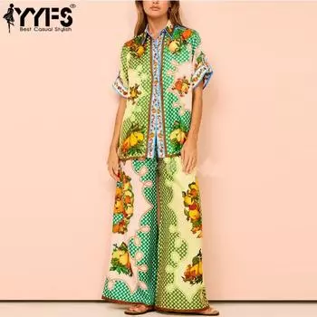 YYFS Женская мода повседневная летняя весенняя цветная блузка с коротким рукавом и воротником-поло, блузки и рубашки, брюки, костюмы S разноцветный