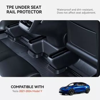 YZ For Tesla Model Y 2025-2025 TPE Under Seat Corner Guard Seat Slide Rails Protector Cover Anti-Kick Decor Flocking Accessories