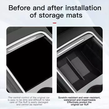 YZ Full TPE Central Control Storage Box For Tesla Model 3 Model Y Center Console Armrest Front Rear Organizer Storage Box Case серый