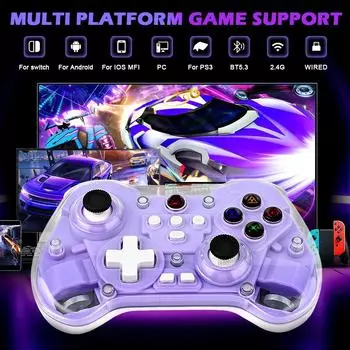 Z01X Прозрачный беспроводной игровой контроллер BT 6-осевой датчик движения Турбо программируемый джойстик Холла для Switch/ПК/iOS/Mac/Android