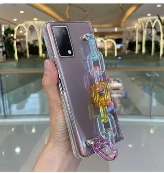 Z Fold 4, модный милый чехол для Samsung Galaxy Z Fold 2, 3, 5 г, простой браслет с радужным рисунком, цепочка на руку, прозрачный чехол для телефона For Galaxy Z FOLD 4