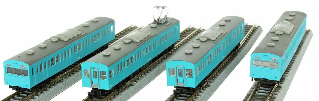 Z Gauge JNR 103 Series Sky Blue Low Cab Type Basic Set Железнодорожная модель поезда 4-вагонный T022-12