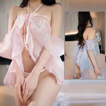 Забавное нижнее белье Dream Princess Butterfly Perspective ночная рубашка Passion Hip Pure Desire T Pants Perspective пижамный комплект One size