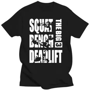 Забавные футболки для пауэрлифтинга Big 3 Squat Benches Deadlift с графическим принтом, уличная одежда из хлопка с коротким рукавом, футболка Harajuku S