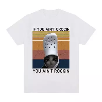 Забавные футболки с принтом Crying Cat Croc Meme, летняя хлопковая футболка, повседневные модные топы в стиле хип-хоп, женские футболки унисекс с короткими рукавами 2XL