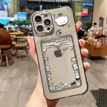 Забавный чехол для телефона Monster для iPhone 11, чехол для iPhone 14 Pro 12 13 15 Pro Max XR XS 7 8 Plus SE, прозрачный чехол-держатель для слота для карт 7 8 SE 2020 SE 2022