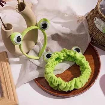Забавный макияж лягушки Коралловый флисовый ободок Широкополые эластичные повязки для волос Милые повязки для волос для девочек Аксессуары для волос Повязка для волос для девочек A