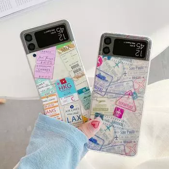 Забавный оригинальный чехол для телефона с этикеткой для Samsung Galaxy Z Flip 3 /Z Flip прозрачный жесткий чехол для задней панели из ПК For Samsung Z Flip