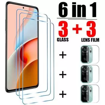Закаленное стекло 6 в 1 для Xiaomi Redmi Note 12 11 Pro Plus 5G 11S 10S 9S 9, защитная пленка для экрана камеры для Redmi 10 8 9T 10C 9C стекло Redmi Note 12 Pro