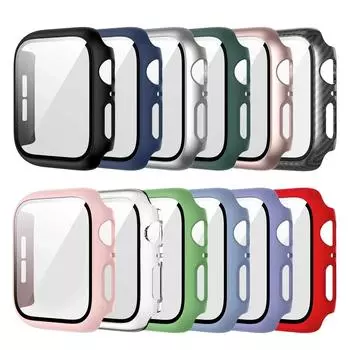 Закаленное стекло+чехол для Apple Watch 9, 8, 41 мм, 45 мм, 42 мм, 38 мм, защитный чехол для ПК iWatch series 7, 6, 5, 4, se, 44 мм, 40 мм Series 123 42MM