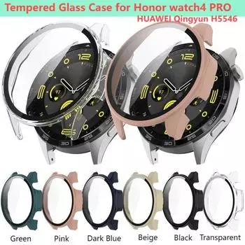 Закаленное стекло + чехол для смарт-часов Honor Watch 4 Pro, ремешок, бампер, чехол, полное покрытие, защитная пленка для экрана, аксессуары HUAWEI H5546 For Honor Watch 4PRO темно-зеленого