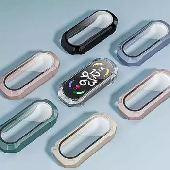 Закаленное стекло + чехол для Xiaomi Mi Band8 PC, защитный бампер для экрана, чехол, аксессуары для mi Band 8