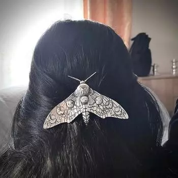 Заколка для волос с декором в виде моли, винтажная готическая заколка для волос, аксессуары для волос для украшения вечеринки на Хэллоуин, украшение для волос на Хэллоуин, элегантная металлическая заколка для волос