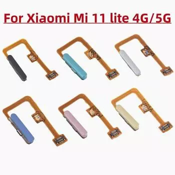 Замена гибкого кабеля датчика отпечатков пальцев для Xiaomi Mi 11 Lite 4G/5G Кнопка включения/выключения питания Гибкий кабель коричневый