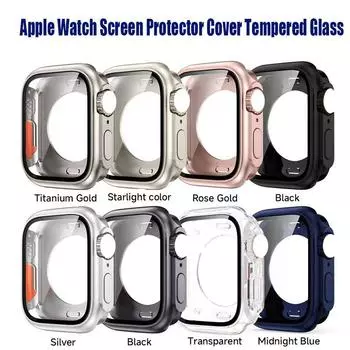 Замена корпуса ПК на Ultra для Apple Watch 10 46/42MM Защитная крышка для экрана Закаленное стекло для IWatch Series9 8 7 SE 6 5 4 44/45MM S10-46mm чистый