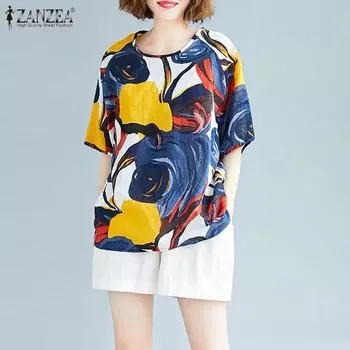 Женская блузка ZANZEA с рукавом 1/2, в этническом стиле 4XL хаки
