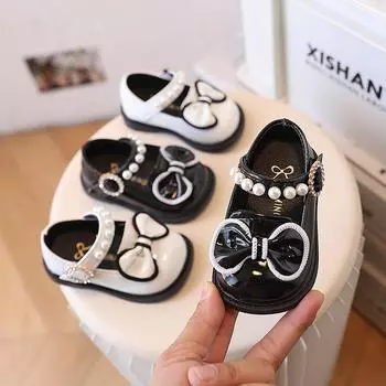 Zapatos Nia Children Leather Shoes Spring Soft Soled Baby Walking Shoes Fashion Princess Shoe Mary Jane Shoe Kids Shoes Lolita 16-insole11.5cm чёрный