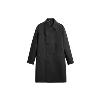 Zara Однотонное двубортное пальто средней длины Мужские пальто Черный 5854330 800 M