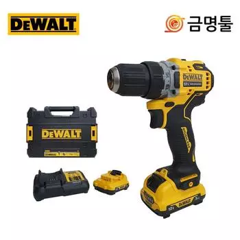 Зарядная дрель DeWalt DCD701L2, 12 В, 3,0 Ач, 2 шт., BL-мотор, индикатор уровня заряда батареи, патрон с двойным замком