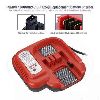 Зарядное устройство 9,6 В, 24 В, подходящее для Black & Decker HPB24 HPB12 HPB96 HPB18