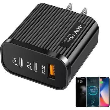 Зарядное устройство для телефона 40 Вт, блок зарядного устройства USB PD, портативный настенный адаптер питания для ноутбука