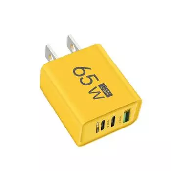 Зарядное устройство GaN 65 Вт USB C PD Быстрая зарядка Type C Быстрое зарядное устройство Адаптер для телефона для Для iPhone 16 Samsung Xiaomi Настенное зарядное устройство US Plug Yellow