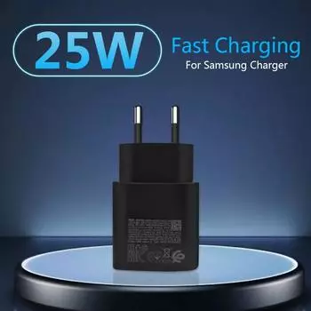 Зарядное устройство PD 25 Вт USB C, быстрая зарядка 3,0, сверхбыстрый зарядный кабель типа C для Samsung Galaxy S24 S23 S22 S21 S20 Ultra Plus S21FE S20FE EU белый