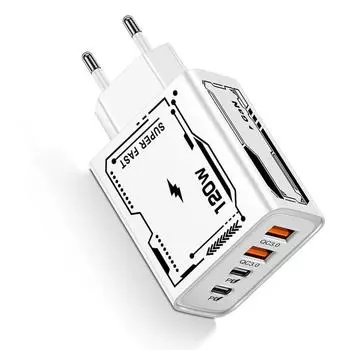 Зарядное устройство USB Type C, 4 порта, быстрая зарядка PD, адаптер для мобильного телефона, зарядное устройство для iPhone, Samsung, Xiaomi, MI, быстрая зарядка, настенное зарядное устройство For EU жёлтый