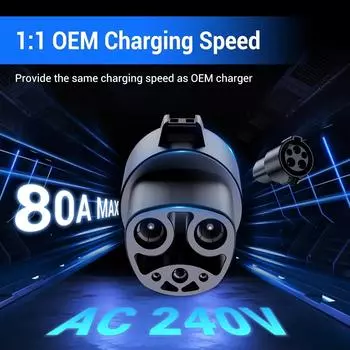 Зарядный адаптер J1772 для Tesla Model 3 YSX, 80A/240 В переменного тока, оптимальная посадка, простая настройка (J1772 в Теслу) Type1 to Tesla чёрный