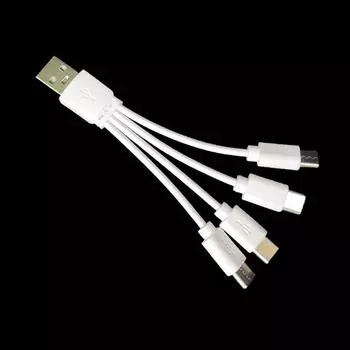 Зарядный кабель USB Type-C 4-в-1 длиной 12 см: Подключает от одного до четырех устройств, поддерживает передачу данных и зарядку. 12CM short version чёрный