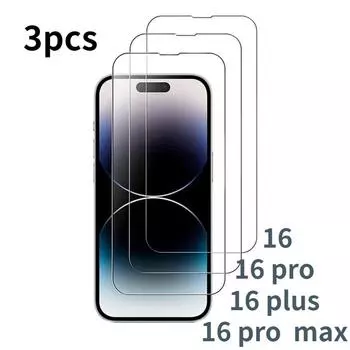 Защитное стекло 3 шт. для iPhone 16 15 13 12 11 Pro Max Plus, защитное закаленное стекло для iPhone X XS MAX XR, защитное стекло For iPhone 11 Pro чистый