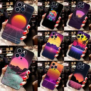 Защитный чехол 80S Vaporwave Retro Synthwave Sunset для iPhone 11 14 12 13 Pro Max Mini X XR XS Max 7 8 Plus SE2020 iPhone 7