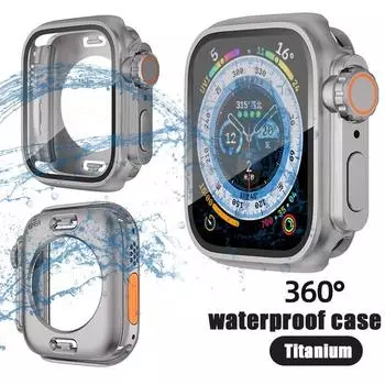 Защитный чехол для экрана для Apple Watch, водонепроницаемый чехол 45 мм, 44 мм, 40 мм, 41 мм, жесткий чехол из ПК, передний и задний бампер для Iwatch 8/7/6/5/4, смена на Ultra 45mm розового золота