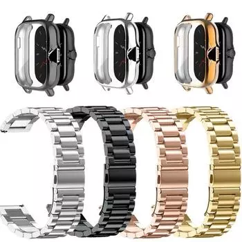 Защитный чехол для браслета для Amazfit Bip 3 5/Bip Pro 3/GTS 3 4, чехлы с ремешком для сенсорного экрана для Amazfit GTS 2/2 Mini, ремешок из нержавеющей стали Amazfit GTS 2 Mini серебряный