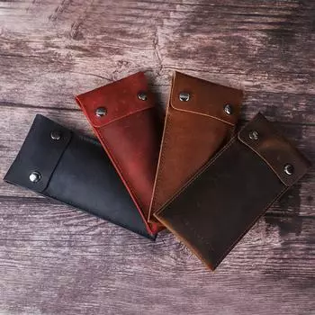 Защитный чехол для часов из натуральной кожи, подходящий для +watch Crazy Horse Leather Watch, универсальный простой кожаный чехол 15x1x7cm кислотные зеленого