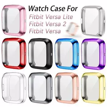 Защитный чехол для Fitbit Versa Lite/Versa 2/Versa, чехол из ТПУ, бампер с защитной пленкой для экрана, аксессуары для умных часов Fitbit Versa Lite красный