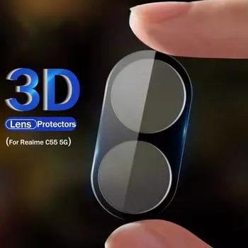 Защитный чехол для камеры Realme C55 5G, задняя 3D изогнутая крышка объектива из закаленного стекла RealmeC55 Realmi C55 C 55 For Realme C55 чёрный