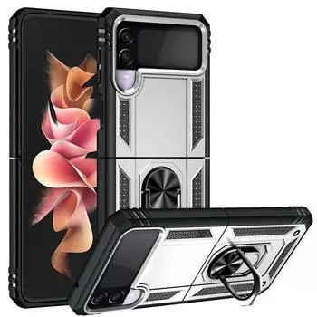 Защитный чехол для телефона Samsung Galaxy Z Flip 3 5g Роскошный чехол из ТПУ с магнитным металлическим кольцом и противоударным чехлом Z Flip 4 5g For Galaxy Z Flip 4 зелёный