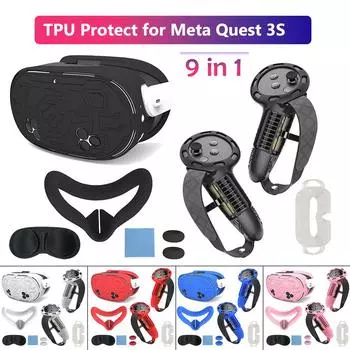 Защитный чехол из ТПУ для гарнитуры Meta Quest 3S VR, накладка на голову, лицо, наглазник, ручка, кнопка, колпачок, аксессуары VR розовый